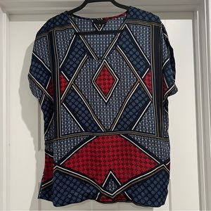 Worthington Geometric Short Sleeve Blouse